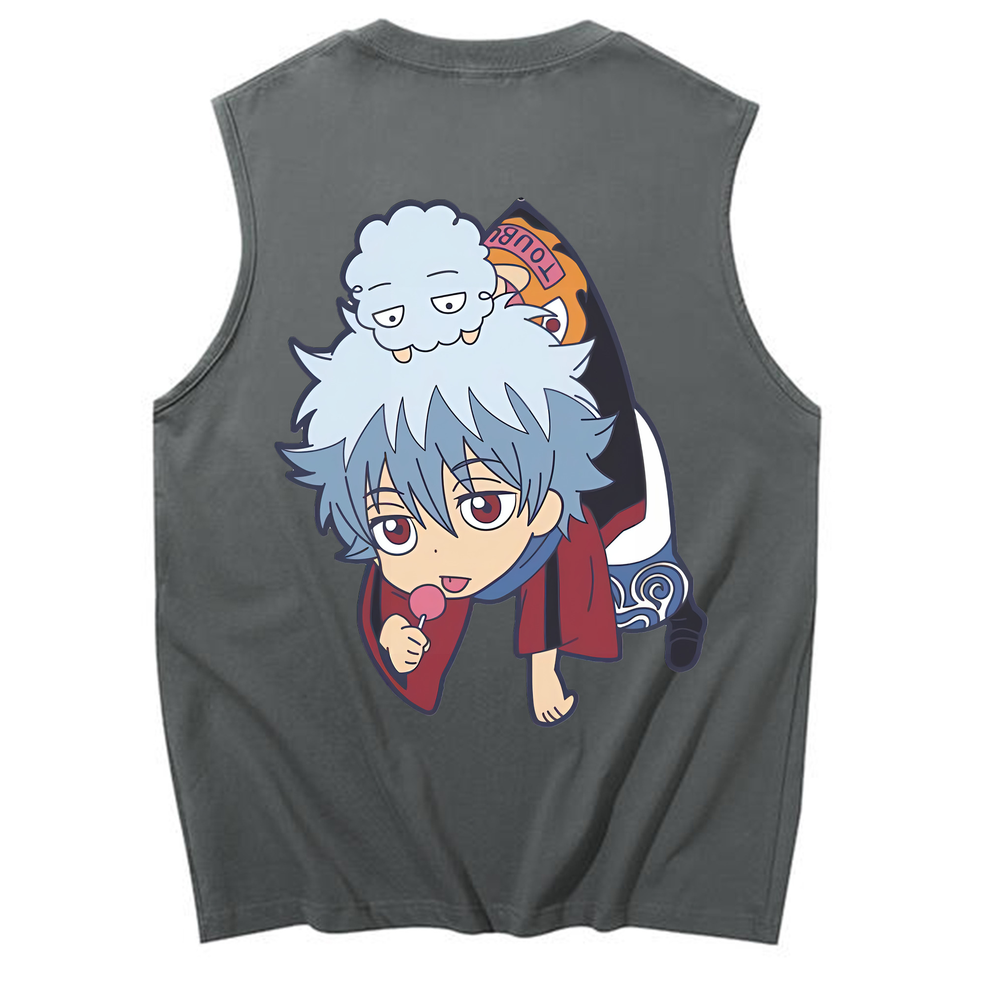 （画像用） ぎんたま 坂田銀時（さかたぎんとき） 神楽 志村新八（しむら しんぱち） GINTAMA Sakata Gintoki Kagura Shimura Shinpachi コットン100％タンクトップ（背面プリント）